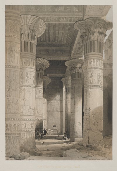 Egypten og Nubien, bind I: View Under the Grand Portico of the Temple, Philae, 1846. af Louis Haghe
