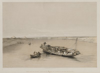 Egypten og Nubien, bind I: Udsigt over Nilen, der ser mod pyramiderne i Dashour og Saccara, 184 af Louis Haghe
