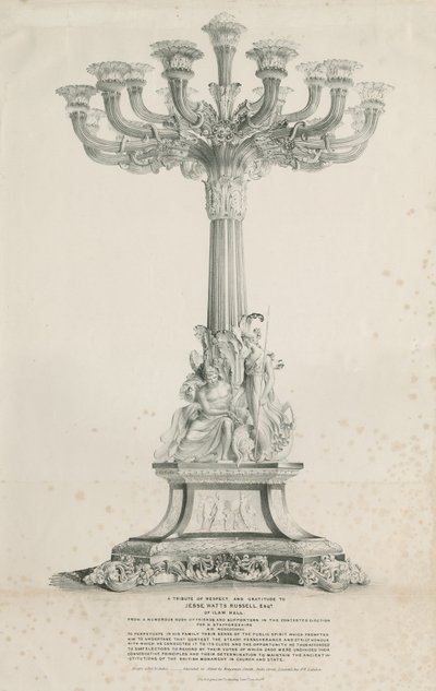 Ilam Hall - Kandelaber: litografi, 1832 af Louis Haghe