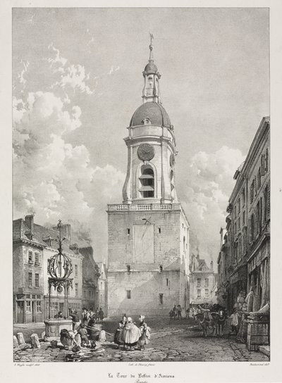 Maleriske og romantiske rejser i det gamle Frankrig, Picardie: Klokketårnet i Amiens..., 1835. af Louis Haghe