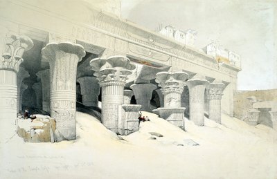 Portiko af sandstentemplet i Edfu dedikeret til den falkehovedede gud Horus, Egypten, 1838 af Louis Haghe