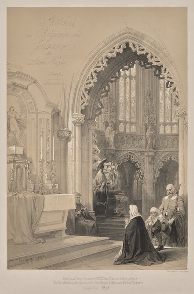 Skitser i Belgien og Tyskland, Anden Serie: Nr. 1 - Titelside - St. Jacques, Liege af Louis Haghe