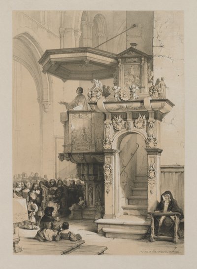 Skitser i Belgien og Tyskland, bind I: Prædikestol i katedralen i Treves, 1840. af Louis Haghe