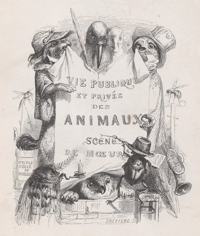 Dyrenes private og offentlige liv, skikkescener, ca. 1837-47. af Louis Henri Brévière