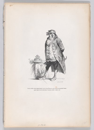 Denne gamle domstol har tilsyneladende en gammel falk... fra Scener fra Privaten og Pub..., ca. 1837-47. af Louis Henri Brévière