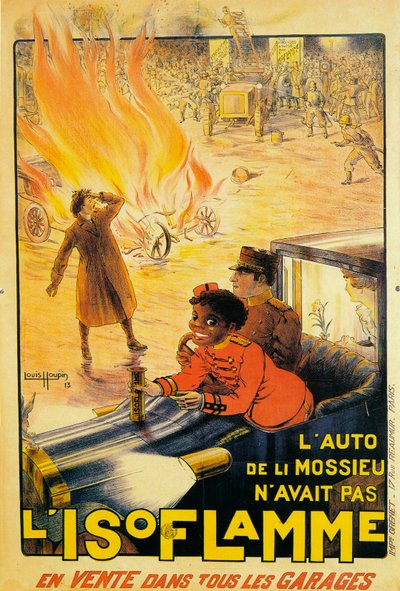 Annonce for Isoflamme ildslukkere, 1913 af Louis Houpin
