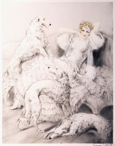 Grill med ledsager Borzoi af Louis Icart