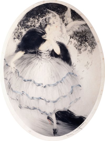 Dame med to duer af Louis Icart