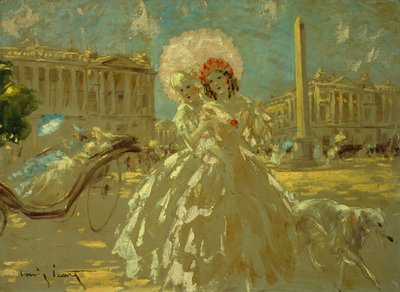 Place de la Concorde (olie på lærred) af Louis Icart
