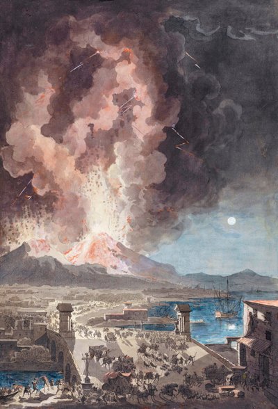 Udbrud af Vesuv, Italien, i 1779. af Louis Jean (after) Desprez