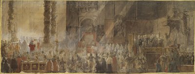 Kong Gustav III af Sverige (1746-1792) deltager i julemesse i Peterskirken i Vatikanet, i 1783 - Kong Gustav III af Sverige deltager i julemesse i Peterskirken i Vatikanet af Louis Jean Desprez