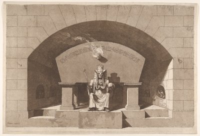 Grav med døden tronet som en sfinx, ca. 1779-84. af Louis Jean Desprez