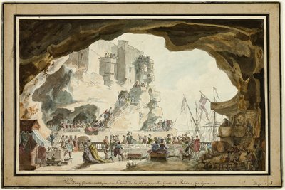 Udsigt over Grotta di Palazzo med banket af Louis Jean Desprez