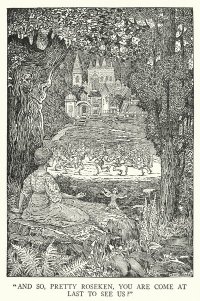 "Og så, smukke Roseken, er du endelig kommet for at se os?" (litho) af Louis John Rhead