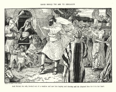 David bringer arken til Jerusalem (litografi) af Louis John Rhead