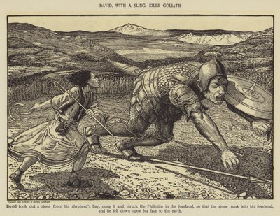David dræber Goliat med en slynge af Louis John Rhead