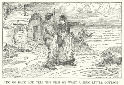 "Gå tilbage og fortæl fisken, at vi vil have et hyggeligt lille sommerhus" (litho) af Louis John Rhead