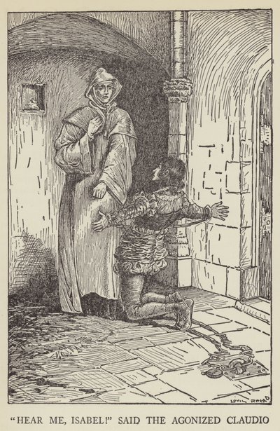 Hør mig, Isabel! sagde den fortvivlede Claudio af Louis John Rhead