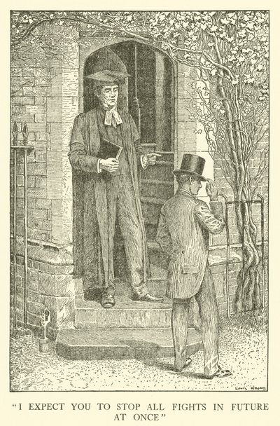 Illustration til Tom Browns skoledage (gravering) af Louis John Rhead