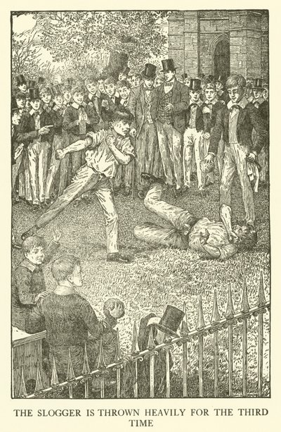 Illustration til Tom Browns skoledage (gravering) af Louis John Rhead