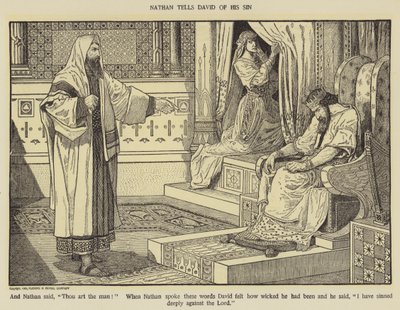 Nathan fortæller David om sin synd af Louis John Rhead