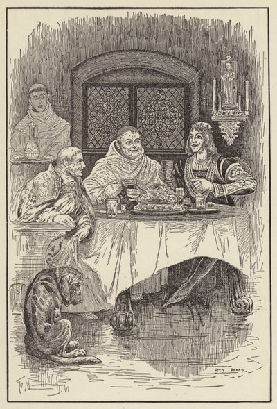 Prior William giver en fest for kongen og biskoppen af Louis John Rhead