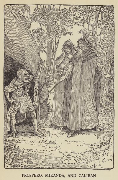 Prospero, Miranda og Caliban af Louis John Rhead