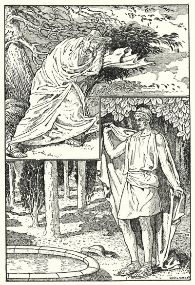 Nordvinden og solen (litografi) af Louis John Rhead