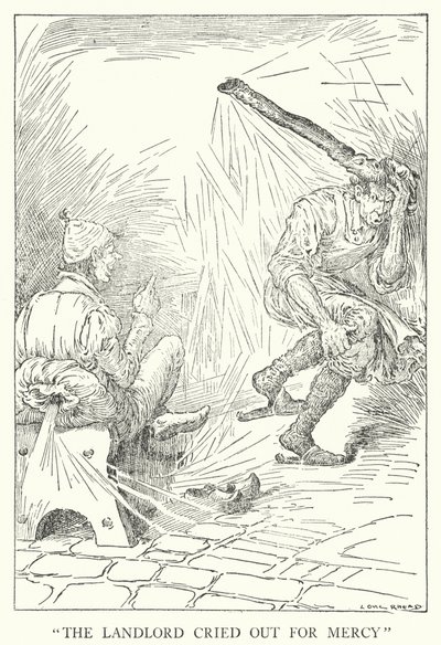 "Udlejeren råbte om nåde" (litho) af Louis John Rhead