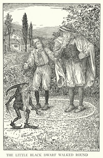 Den lille sorte dværg gik rundt (litho) af Louis John Rhead