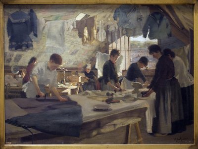 Rippers værksted i Trouville. Maleri af Louis Joseph Anthonissen (1849-1913), Olie på lærred af Louis Joseph Anthonissen