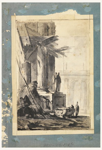 Tegning, Ruinfantasi, ca. 1762 af Louis Joseph Le Lorrain