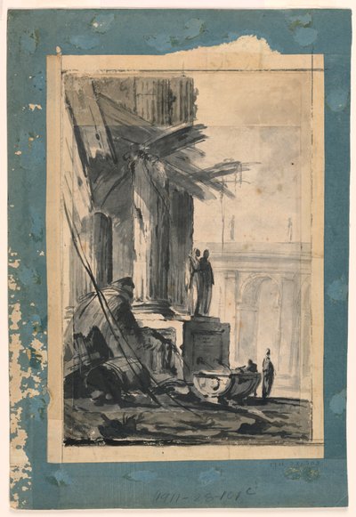 Tegning, Ruinfantasi, ca. 1762 af Louis Joseph Le Lorrain