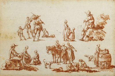 Studier af figurer og dyr, af Francois Louis Joseph Watteau