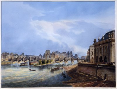 Udsigt over Pont Neuf - i ""Paris i 1837" af Arnout af Louis Jules Arnout
