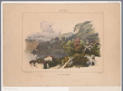 Udsigt over Trasimenosøen i Italien Lac Trasimene (titel på objekt) Erindringer fra Italien af ​​Villeneuve (serietitel) Villeneuve. Souvenirs d