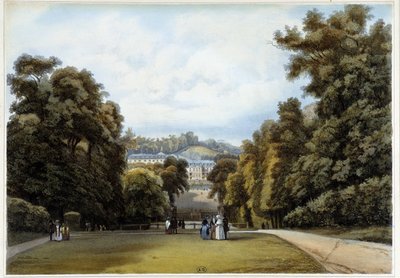 Chateau de Saint Cloud, side af parken. I "Paris og omegn" af Louis Julien Jacottet