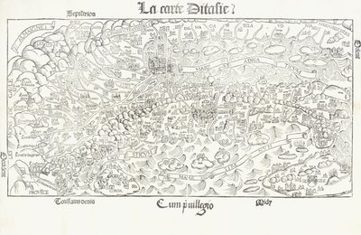 Kortet over Italien, ca. 1830 af Louis Julien Jacottet
