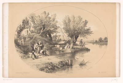 Fiskere på en sø Maleriske gåture (serietitel) Promenades maleriske (serietitel på objekt) af Louis Julien Jacottet