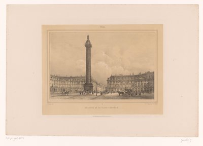 Udsigt over Colonne Vendôme Colonne de la Place Vendôme (titel på objekt) Ansigter i og omkring Paris (serietitel) Paris (serietitel på objekt) af Louis Julien Jacottet