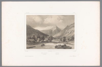 Udsigt over Gaustatoppen i Telemark Mont-Gousta à Tellemarken / Gousta. Tellemarken (titel på objekt) Faces in Scandinavia (serietitel) Vues du Nord. Norvege (serietitel) af Louis Julien Jacottet