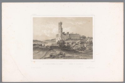 Udsigt over ruinerne af Koldinghus Les ruines du château de Colding / Ruiner af Koldinghuus (titel på objekt) Faces in Scandinavia (serietitel) Vues du Nord. Danemarck (serietitel) af Louis Julien Jacottet