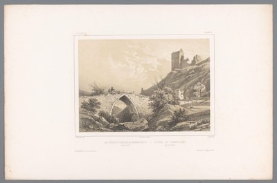 Udsigt over ruinerne af Hammershus Slot Les ruines du Château de Hammershuus / Ruiner af Hammershuus (titel på objekt) Faces in Scandinavia (serietitel) Vues du Nord. Danemarck (serietitel) af Louis Julien Jacottet