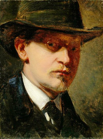 Selvportræt med hat (olie på lærred) af Louis Kolitz