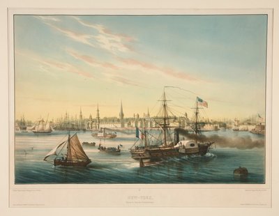 New York. Ankomst af den transatlantiske dampskib. af Louis Le Breton