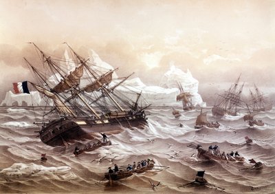 Hvalfangst i Newfoundland. Maleri af Lebreton. Begyndelsen af 1800-tallet. af Louis Le Breton