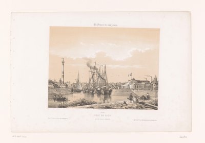 Udsigt over Caen fra Cours Caffarelli Port de Caen, Pris du Cours Caffarelli (titel på objekt) Contemporary France (serietitel) La France de nos jours (serietitel på objekt) af Louis Le Breton
