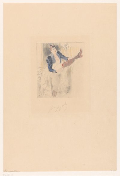 Cancan Dancer Guitar spiller på hendes ben La Guitare (titel på objekt) af Louis Legrand (signed by artist)