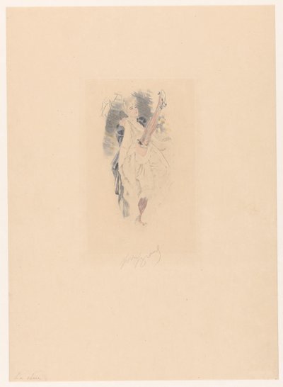 Cancan danser med løftet ben La series (titel på objekt) af Louis Legrand (signed by artist)