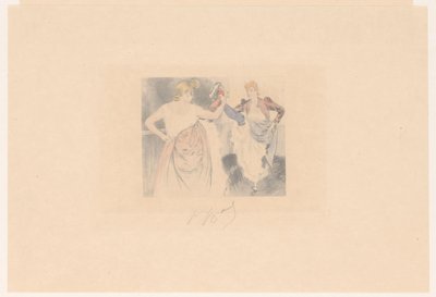 To cancan-dansere med løftede ben le croisement af Louis Legrand (signed by artist)